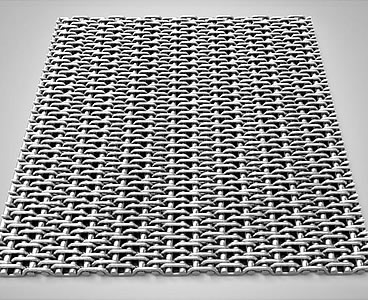 A piece of stainless steel wire cloth woven in twill dutch weaving type.